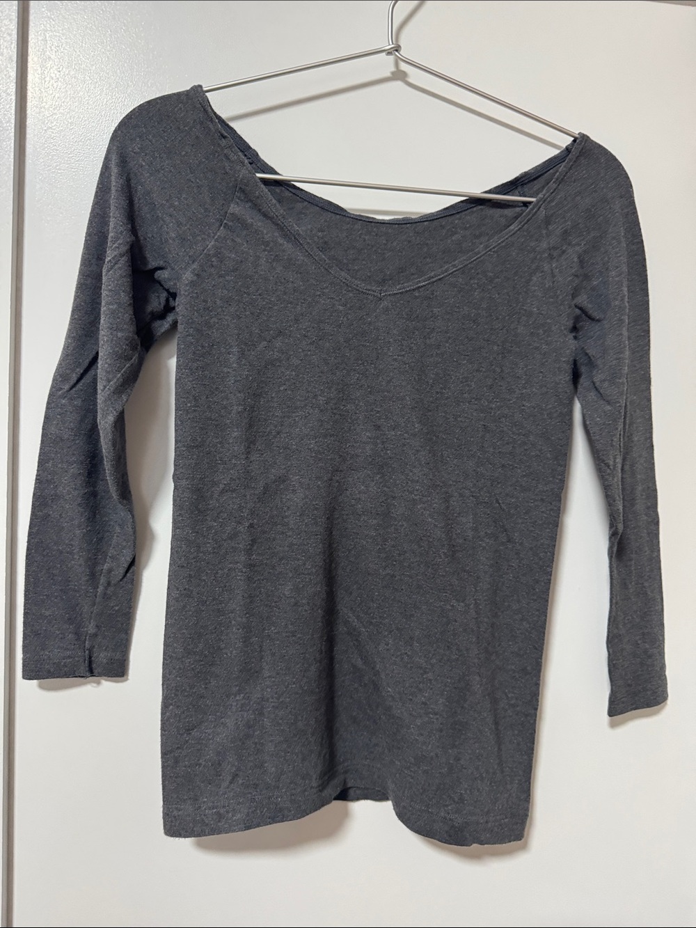 Muji Charcoal Gray Long Sleeve Scoop Neck Tee